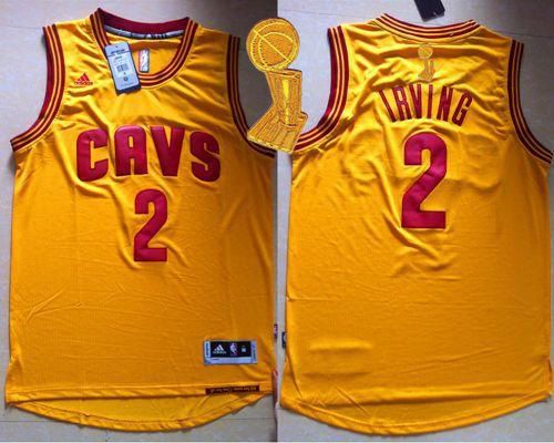 Revolution 30 Cavaliers #2 Kyrie Irving Gold The Champions Patch Stitched Youth NBA Jersey