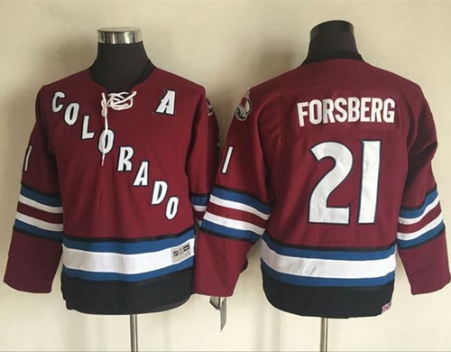 Avalanche #21 Peter Forsberg Red CCM Throwback Stitched Youth NHL Jersey