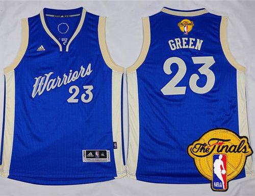 Warriors #23 Draymond Green Blue 2015-2016 Christmas Day The Finals Patch Stitched Youth NBA Jersey