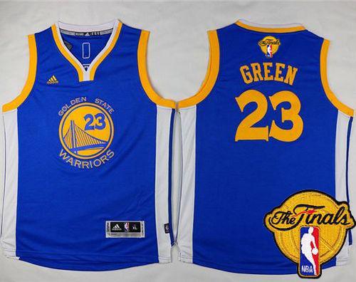Warriors #23 Draymond Green Blue The Finals Patch Stitched Youth NBA Jersey