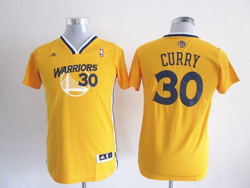 Warriors #30 Stephen Curry Gold Alternate Stitched Youth NBA Jersey