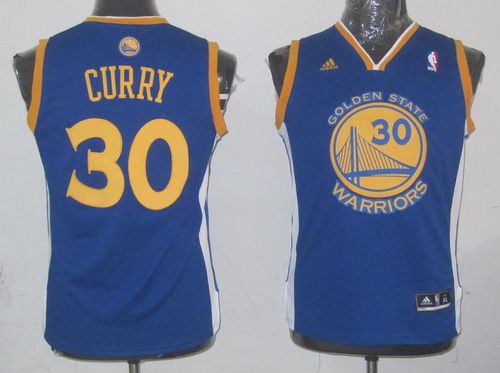Revolution 30 Warriors #30 Stephen Curry Blue Stitched Youth NBA Jersey