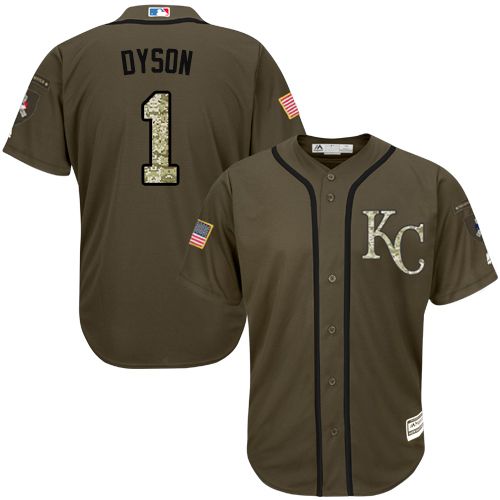Royals #1 Jarrod Dyson Green Salute to Service Stitched Youth MLB Jersey