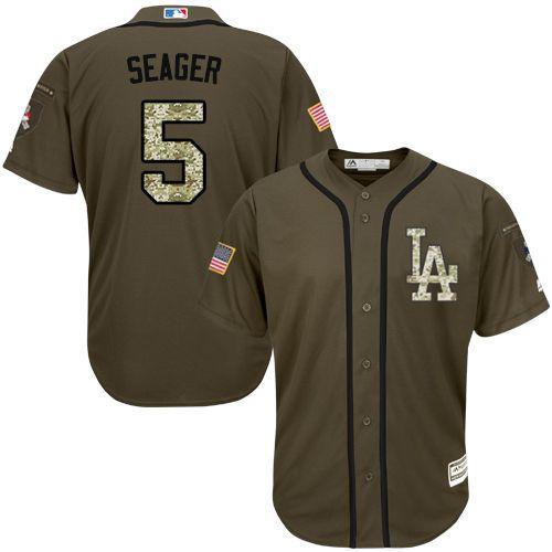 Dodgers #5 Corey Seager Green Salute to Service Stitched Youth MLB Jersey