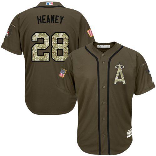 Angels #28 Andrew Heaney Green Salute to Service Stitched Youth MLB Jersey