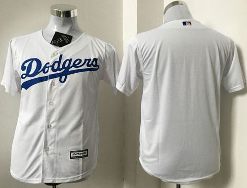 Dodgers Blank White Cool Base Stitched Youth MLB Jersey