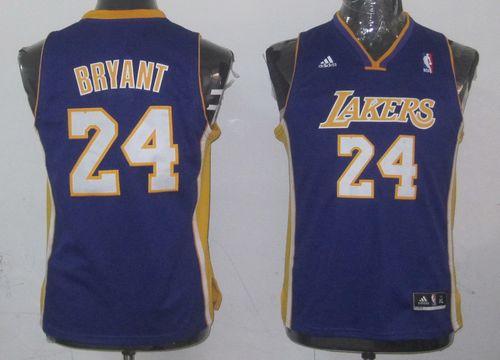 Lakers #24 Kobe Bryant Purple Champion Patch Stitched Youth NBA Jersey