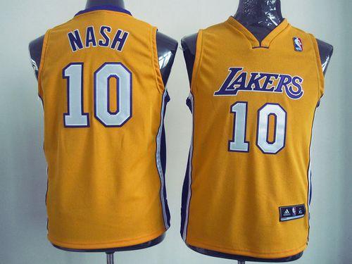 Revolution 30 Lakers #10 Steve Nash Yellow Stitched Youth NBA Jersey