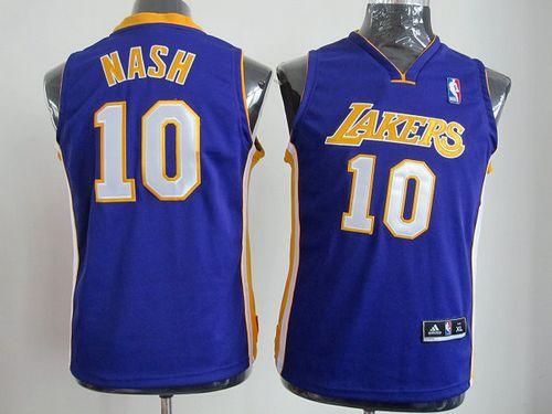 Revolution 30 Lakers #10 Steve Nash Purple Stitched Youth NBA Jersey