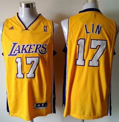 Revolution 30 Lakers #17 Jeremy Lin Gold Stitched Youth NBA Jersey