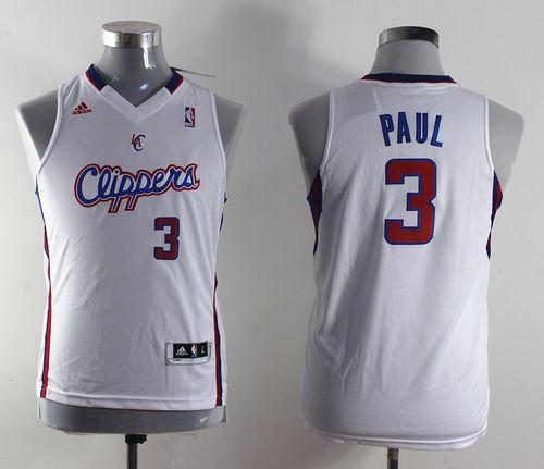 Clippers #3 Chris Paul White Stitched Youth NBA Jersey