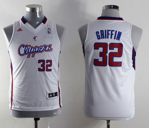Clippers #32 Blake Griffin White Stitched Youth NBA Jersey
