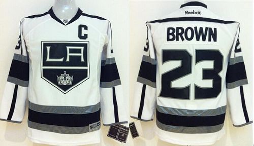 Kings #23 Dustin Brown White Road Stitched Youth NHL Jersey