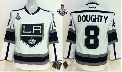 Kings #8 Drew Doughty White Road 2014 Stanley Cup Finals Stitched Youth NHL Jersey