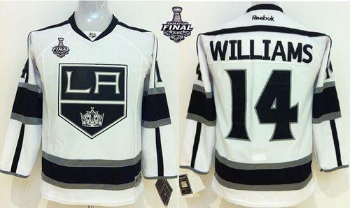Kings #14 Justin Williams White Road 2014 Stanley Cup Finals Stitched Youth NHL Jersey