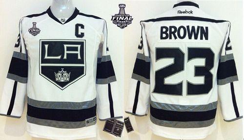 Kings #23 Dustin Brown White Road 2014 Stanley Cup Finals Stitched Youth NHL Jersey