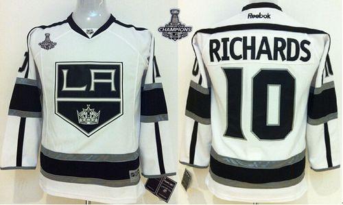 Kings #10 Mike Richards White Road 2014 Stanley Cup Champions Stitched Youth NHL Jersey