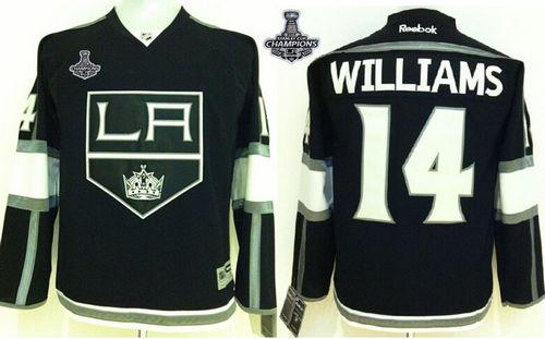 Kings #14 Justin Williams Black Home 2014 Stanley Cup Champions Stitched Youth NHL Jersey