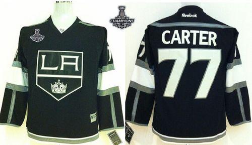 Kings #77 Jeff Carter Black Home 2014 Stanley Cup Champions Stitched Youth NHL Jersey