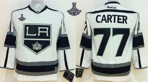 Kings #77 Jeff Carter White Road 2014 Stanley Cup Champions Stitched Youth NHL Jersey