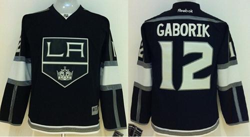 Kings #12 Marian Gaborik Black Home Stitched Youth NHL Jersey
