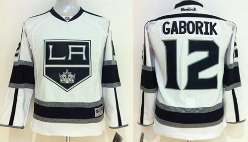 Kings #12 Marian Gaborik White Road Stitched Youth NHL Jersey