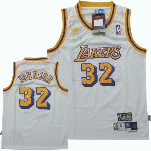Lakers #32 Magic Johnson White Throwback Stitched Youth NBA Jersey