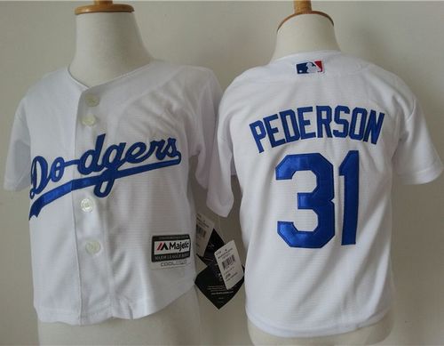 Toddler Dodgers #31 Joc Pederson White Cool Base Stitched MLB Jersey