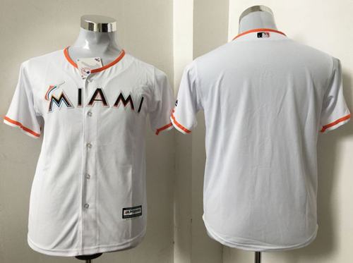 Marlins Blank White Cool Base Stitched Youth MLB Jersey