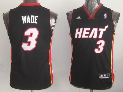 Heat #3 Dwyane Wade Black Stitched Youth NBA Jersey