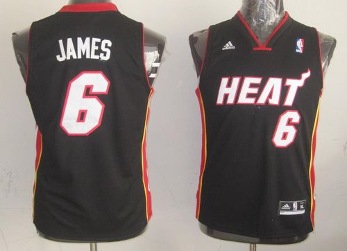 Heat #6 LeBron James Black Stitched Youth NBA Jersey
