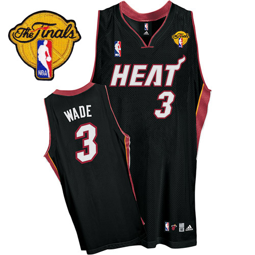 Heat Finals Patch #3 Dwyane Wade Black Stitched Youth NBA Jersey