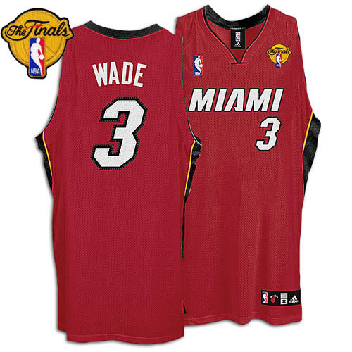 Heat Finals Patch #3 Dwyane Wade Red Stitched Youth NBA Jersey