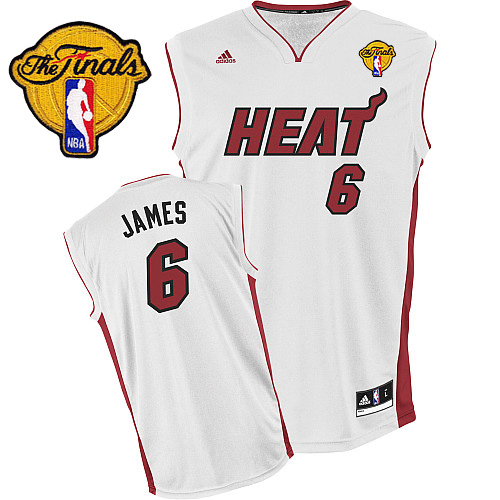 Heat Finals Patch #6 LeBron James White Stitched Youth NBA Jersey