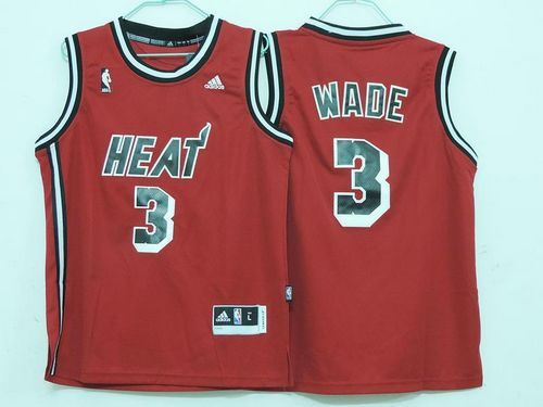 Heat #3 Dwyane Wade Red Hardwood Classics Nights Stitched Youth NBA Jersey