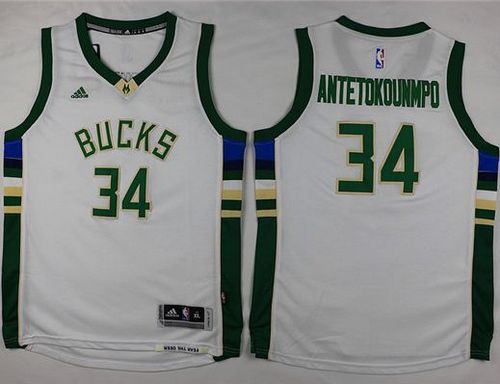 Bucks #34 Giannis Antetokounmpo White Stitched Youth NBA Jersey