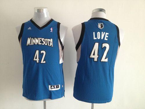 Timberwolves #42 Kevin Love Blue Stitched Youth NBA Jersey