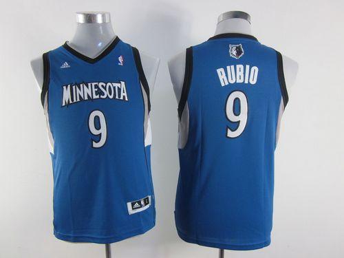Timberwolves #9 Ricky Rubio Blue Stitched Youth NBA Jersey