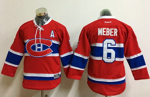 Canadiens #6 Shea Weber Red Stitched Youth NHL Jersey