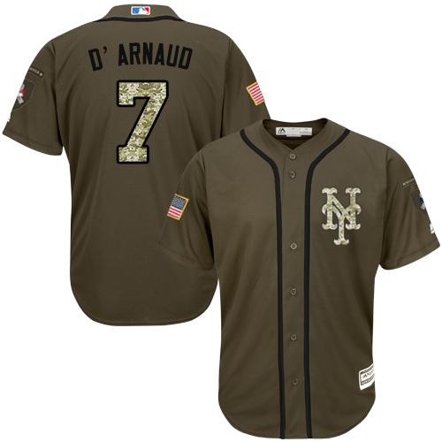 Mets #7 Travis d'Arnaud Green Salute to Service Stitched Youth MLB Jersey