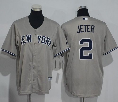 Yankees #2 Derek Jeter Grey Name Back Stitched Youth MLB Jersey