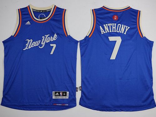 Knicks #7 Carmelo Anthony Blue 2015-2016 Christmas Day Stitched Youth NBA Jersey