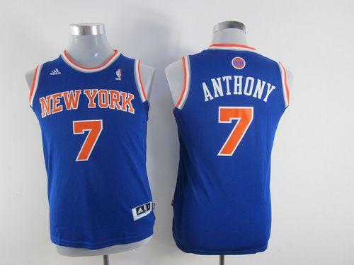 Knicks #7 Carmelo Anthony Blue Stitched Youth NBA Jersey
