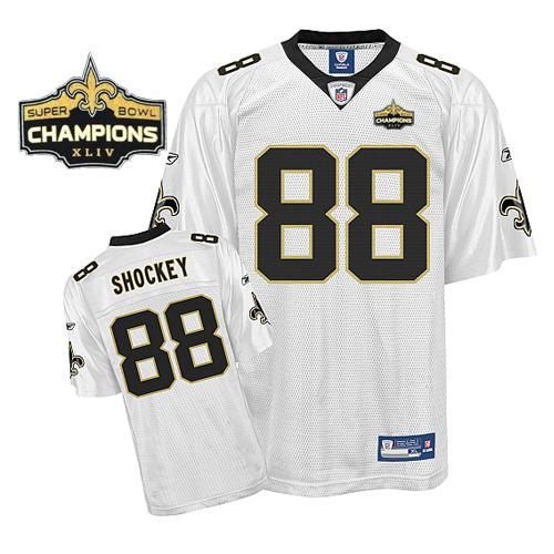 Saints #88 Jeremy Shockey White Super Bowl XLIV 44 Champions Stitched Youth NFL Jersey