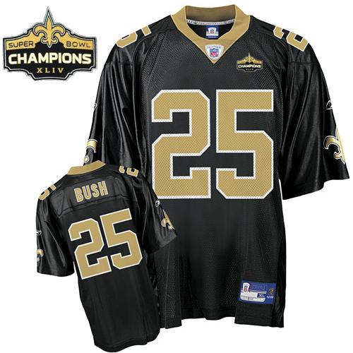 Saints #25 Reggie Bush Black Super Bowl XLIV 44 Champions Stitched Youth NFL Jersey