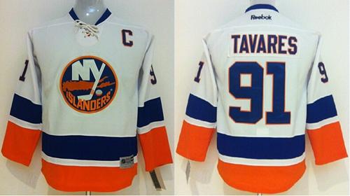 Islanders #91 John Tavares White Stitched Youth NHL Jersey