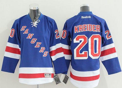 Rangers #20 Chris Kreider Blue Home Stitched Youth NHL Jersey