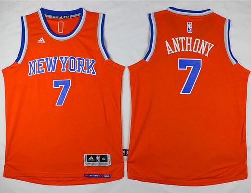 Knicks #7 Carmelo Anthony Orange Stitched Youth NBA Jersey