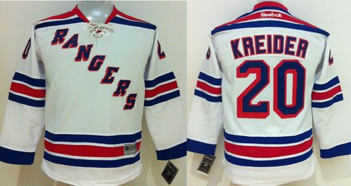 Rangers #20 Chris Kreider White Stitched Youth NHL Jersey