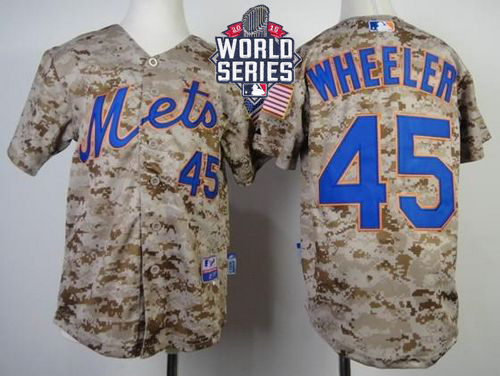 Mets #45 Zack Wheeler Camo Alternate Cool Base W/2015 World Series Patch Stitched Youth MLB Jersey